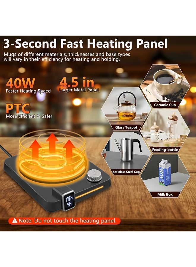 ValueHut Electric Coffee Cup Warmer with 9 Temperature Levels, LED Ambient Light, Digital Display & Timer – Smart Mug Heater for Desk, Office & Home - Image 3
